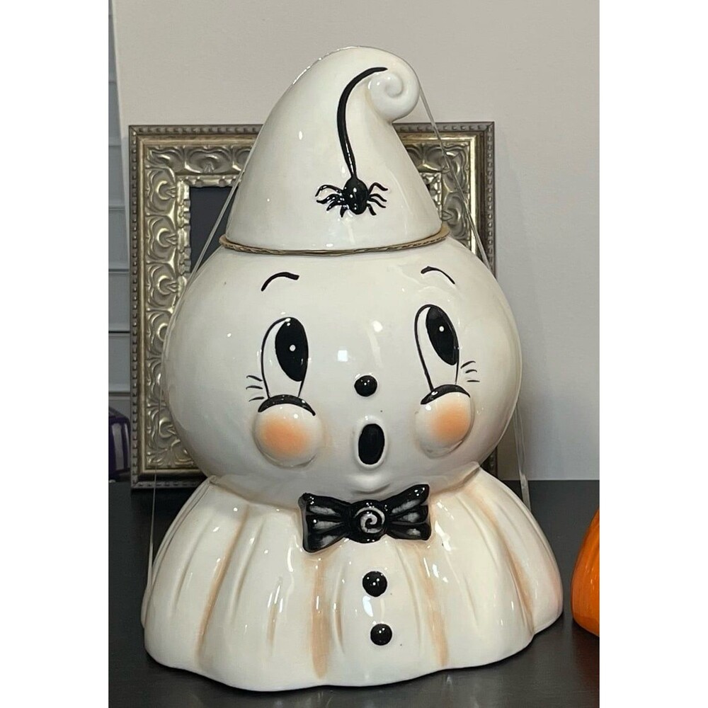 Johanna Parker Halloween Vintage White Ghost Canister